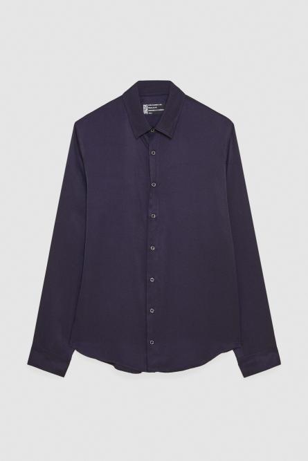 Solid-colored shirt in viscose twill, Blue, Patrizia Pepe