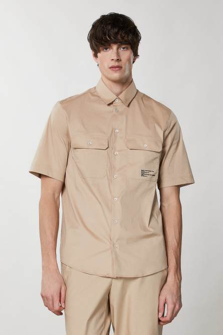 Oversized short-sleeved shirt, Beige, Patrizia Pepe