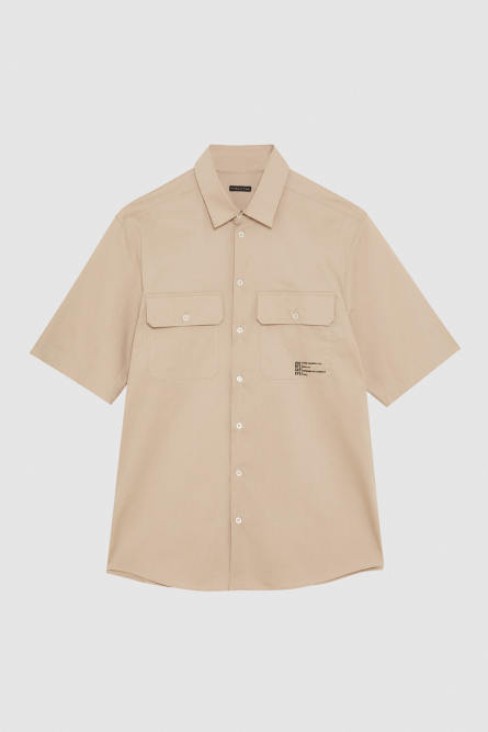Oversized short-sleeved shirt, Beige, Patrizia Pepe