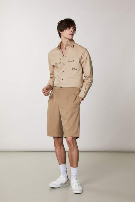 Oversized pocket shirt, Beige, Patrizia Pepe