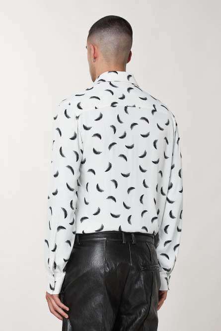 Camisa estampada con bolsillo, Blanco