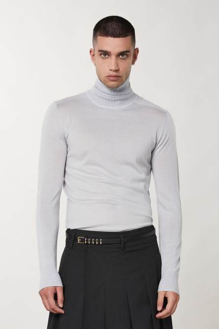 Rollkragenpullover aus reine Wolle, Grau, Patrizia Pepe