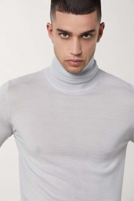 Rollkragenpullover aus reine Wolle, Grau, Patrizia Pepe