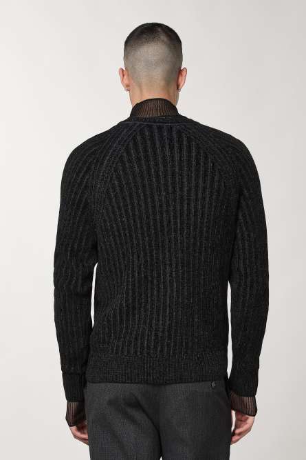 Langärmeliger Pullover aus Rippstrick, Schwarz, Patrizia Pepe