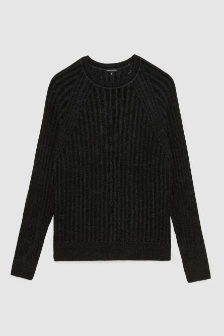 Langärmeliger Pullover aus Rippstrick, Schwarz, Patrizia Pepe