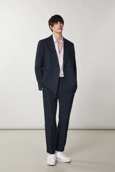 Pantaloni joggers in lino, Blu, Patrizia Pepe