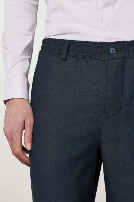 Pantaloni joggers in lino, Blu, Patrizia Pepe