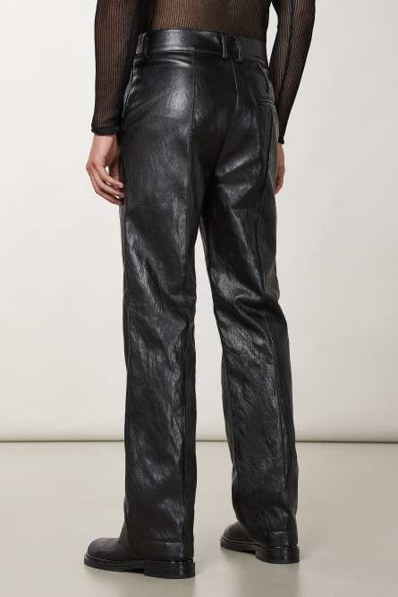 Regular fit pants in coated fabric, Black, Patrizia Pepe