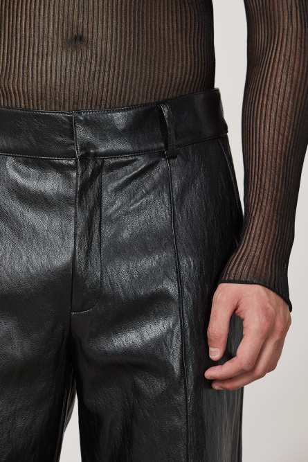 Regular fit pants in coated fabric, Black, Patrizia Pepe