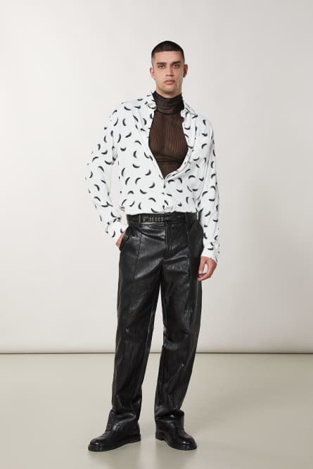 Regular fit pants in coated fabric, Black, Patrizia Pepe