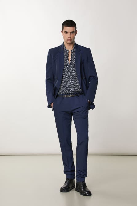 Pantaloni slim in gabardina, Blu, Patrizia Pepe