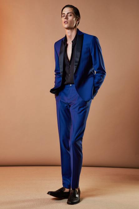 Slim-fit cool wool pants, Blue, Patrizia Pepe