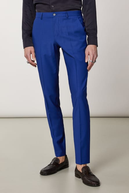 Slim-fit cool wool pants, Blue, Patrizia Pepe