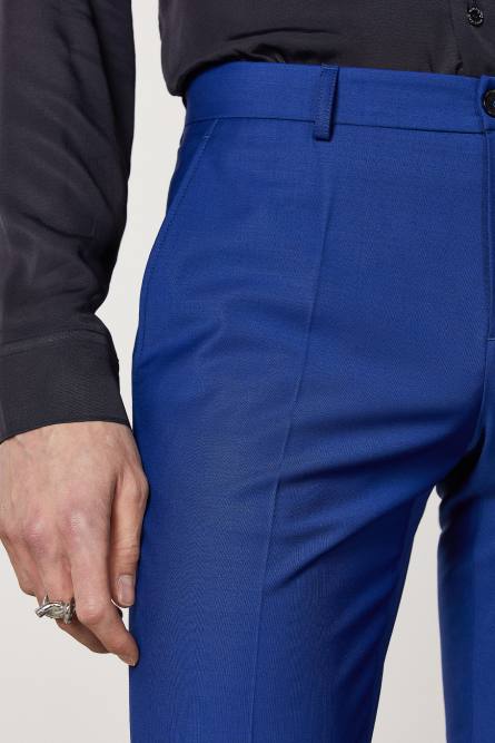 Slim-fit cool wool pants, Blue, Patrizia Pepe