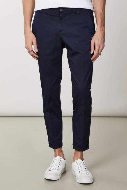 Pantalón de corte ceñido al tobillo, Azul