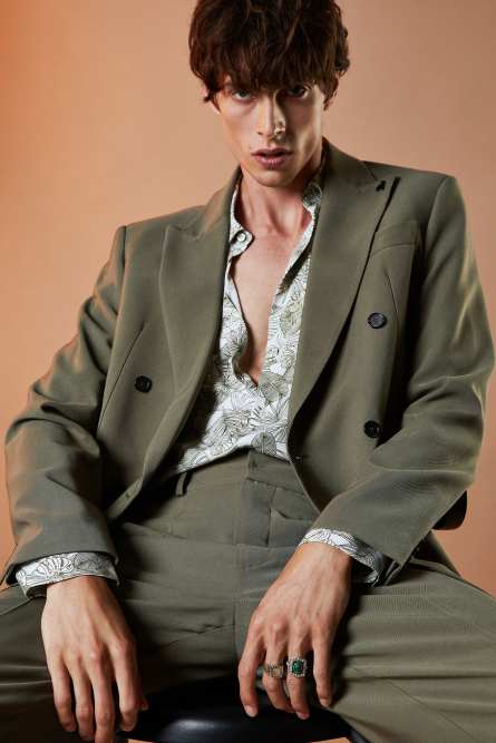 Zweireihiges Regular-Sakko aus Viskose-Twill, Grün, Patrizia Pepe