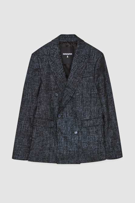 Double-breasted metallic lurex blazer, Black, Patrizia Pepe