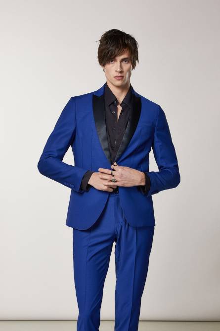 One-button tuxedo jacket in cool wool, Blue, Patrizia Pepe