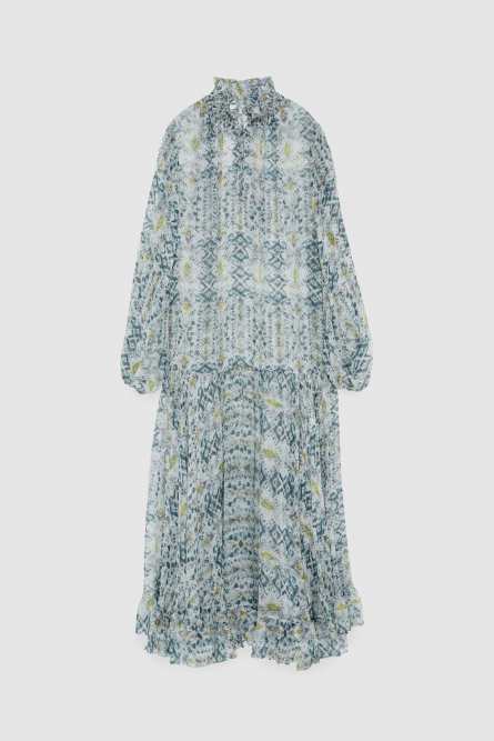 Print-adorned viscose midi dress, Light Blue, Patrizia Pepe