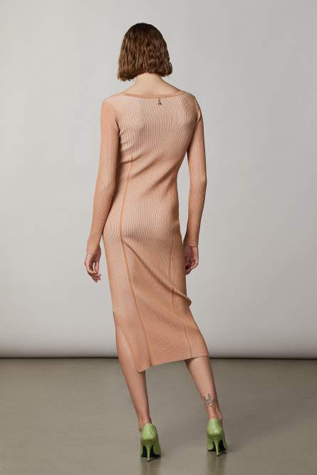 Zweifarbig geripptes Kleid, Beige, Patrizia Pepe