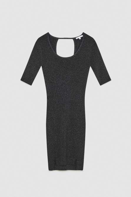 “ESSENTIAL” lurex midi dress, Black, Patrizia Pepe