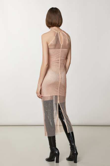 Robe sans manches en maille avec strass, Beige, Patrizia Pepe