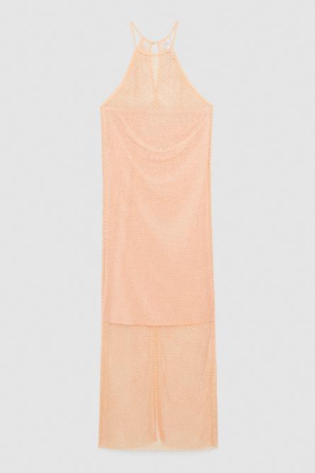 Robe sans manches en maille avec strass, Beige, Patrizia Pepe