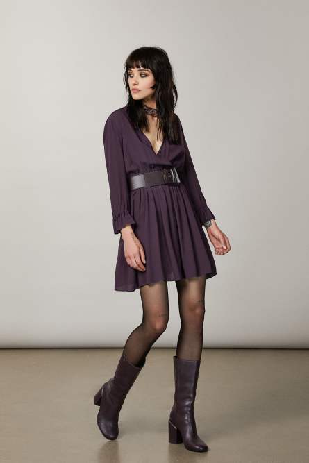 Viscose crepe mini dress, Purple, Patrizia Pepe