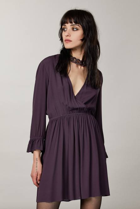 Viscose crepe mini dress, Purple, Patrizia Pepe