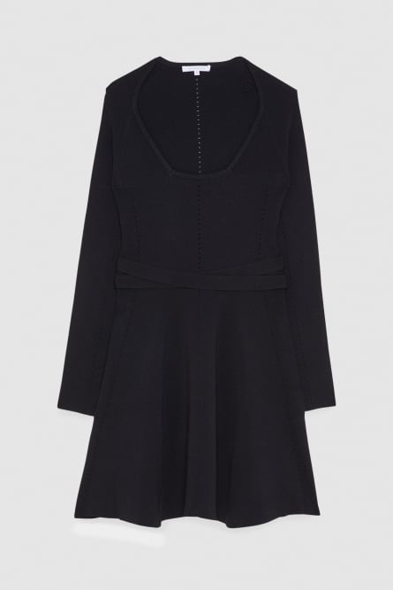 Eng anliegendes Kleid mit rundem Ausschnitt, Schwarz, Patrizia Pepe