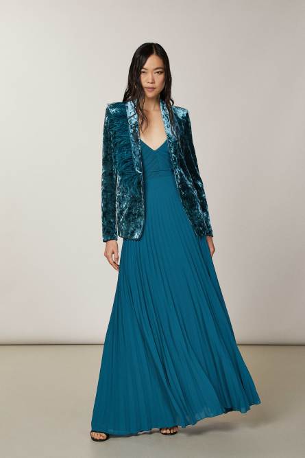 Pleated bustier dress, Blue, Patrizia Pepe