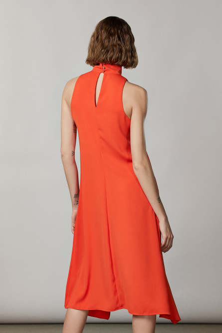 Asymmetrisches Kleid mit hohem Kragen, Orange, Patrizia Pepe