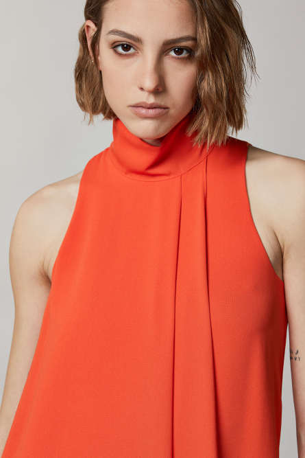 Asymmetrisches Kleid mit hohem Kragen, Orange, Patrizia Pepe