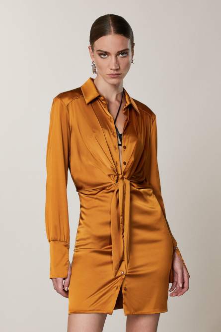 Mini-Hemdblusenkleid, Braun, Patrizia Pepe