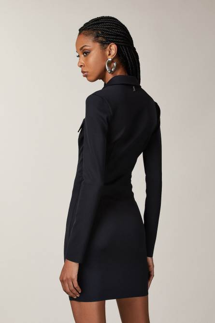 Plunging-neckline mini dress, Black, Patrizia Pepe