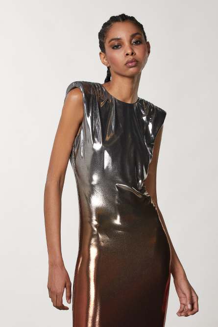 Silver/Orange jersey sleeveless dress | Patrizia Pepe