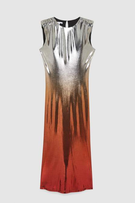 Silver/Orange jersey sleeveless dress | Patrizia Pepe