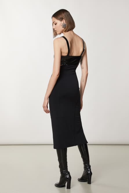 Slim fit cr&ecirc;pe dress, Black, Patrizia Pepe