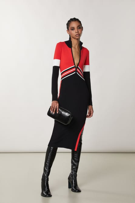 Long-sleeved dress, Black, Red, Patrizia Pepe