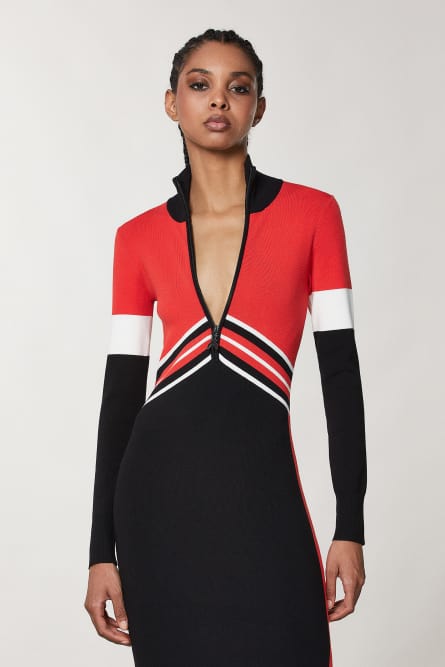 Long-sleeved dress, Black, Red, Patrizia Pepe