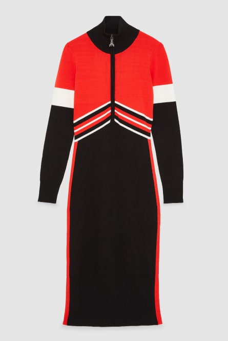 Long-sleeved dress, Black, Red, Patrizia Pepe