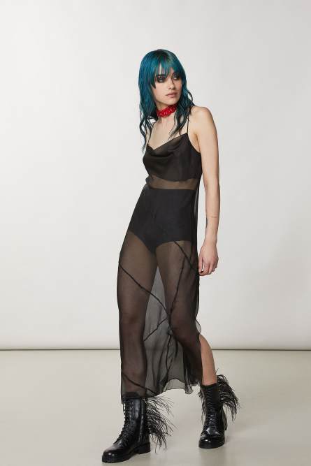 Transparent silk dress, Black, Patrizia Pepe