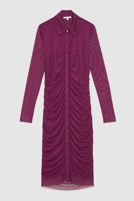 Hemdblusenkleid aus Tüll, Violett, Patrizia Pepe
