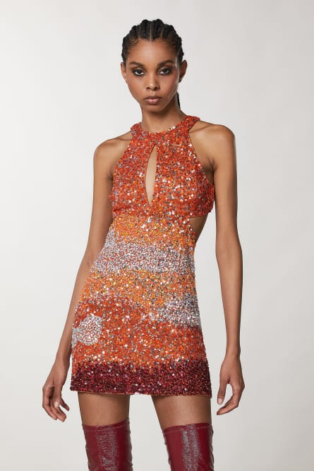 Red embroidered tulle dress | Patrizia Pepe