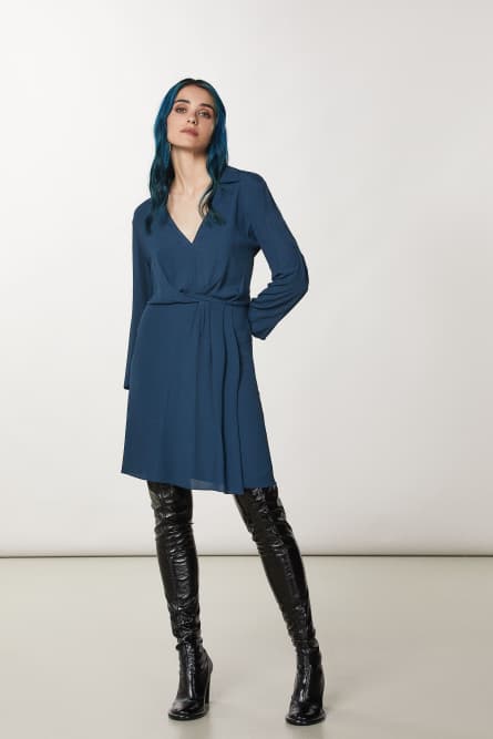 Crepe mini dress, Blue, Patrizia Pepe