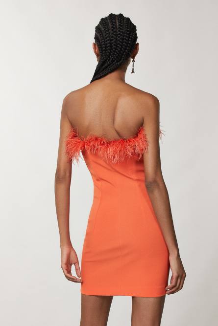 Mini-Etuikleid mit Federn, Orange, Patrizia Pepe