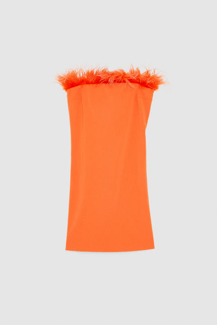 Mini-Etuikleid mit Federn, Orange, Patrizia Pepe