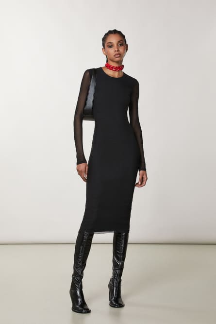 Long cotton dress, Black, Patrizia Pepe