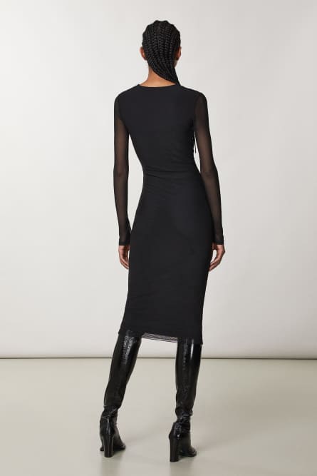 Long cotton dress, Black, Patrizia Pepe
