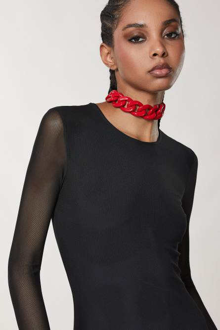 Long cotton dress, Black, Patrizia Pepe